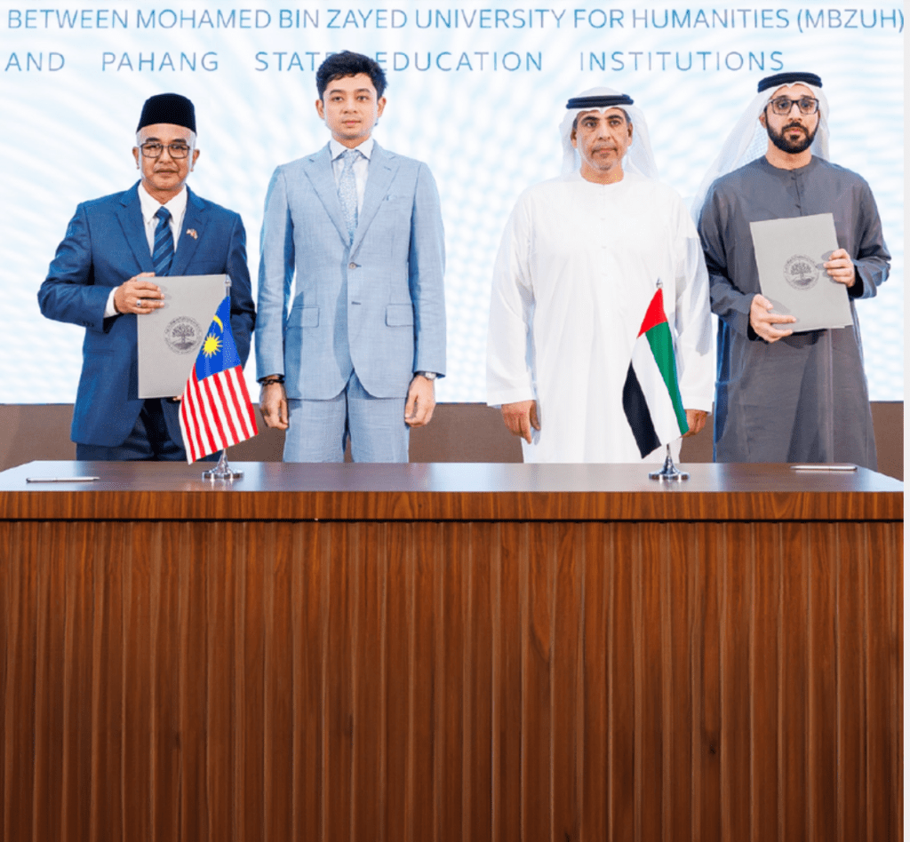 In the presence of Prince Tengku Hassanal Ibrahim Alam Shah, Regent of Pahang, Mohamed bin Zayed University for Humanities partners with Malaysian academic institutions to foster scientific and cultural partnerships